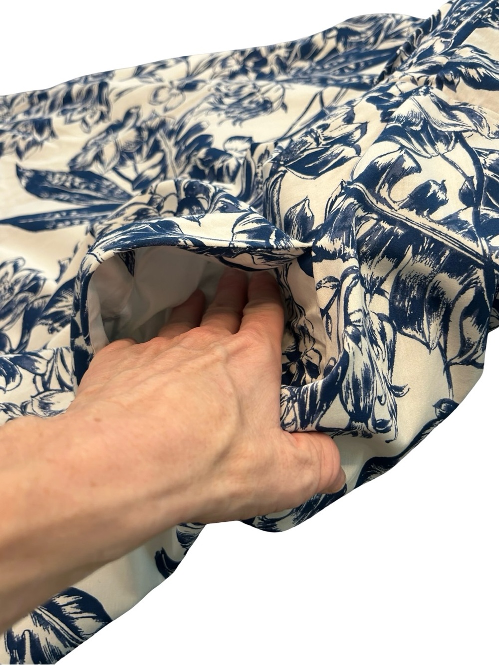 NWT Abercrombie Poplin Floral Mini Dress Blue White Puff Sleeve Cottagecore XL - Picture 4 of 10